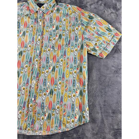 Charleston Threads Hawaiian Shirt Medium Surfboard Print Short Sleeve Excellent - Picture 8 of 11